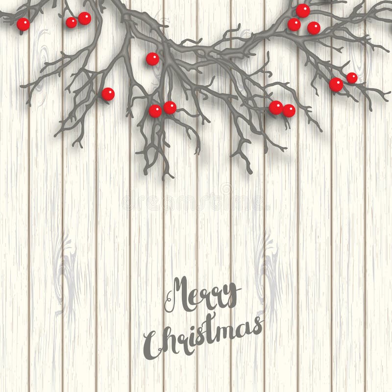 Christmas wreath on white wooden background, illustration