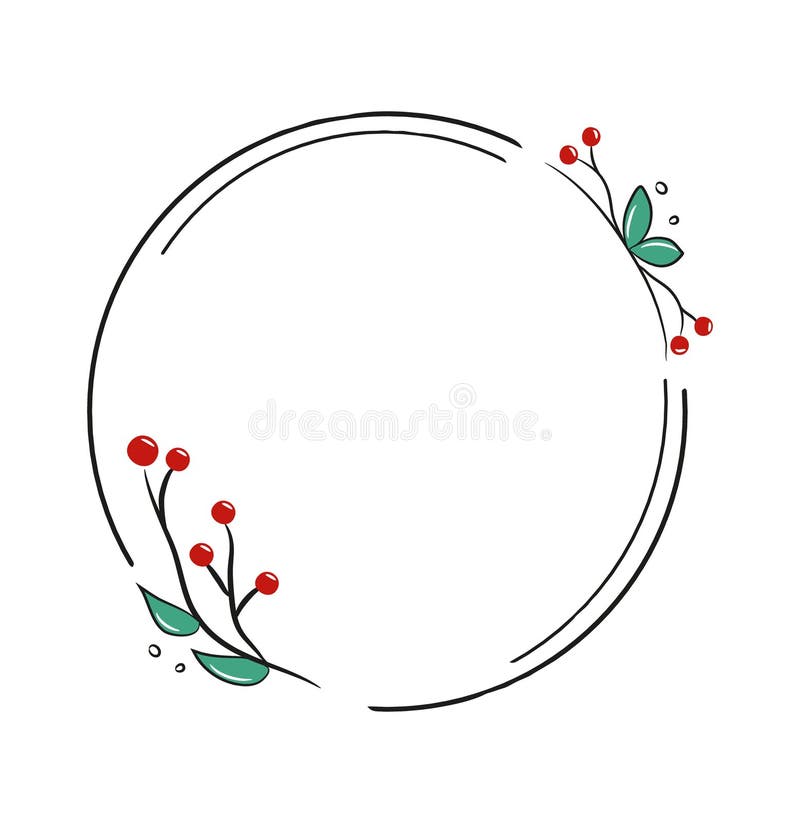 Christmas wreaths and floral frames in a charming doodle style. These frames are designed for text decoration royalty free illustration