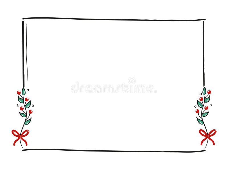 Christmas wreaths and floral frames in a charming doodle style. These frames are designed for text decoration stock illustration