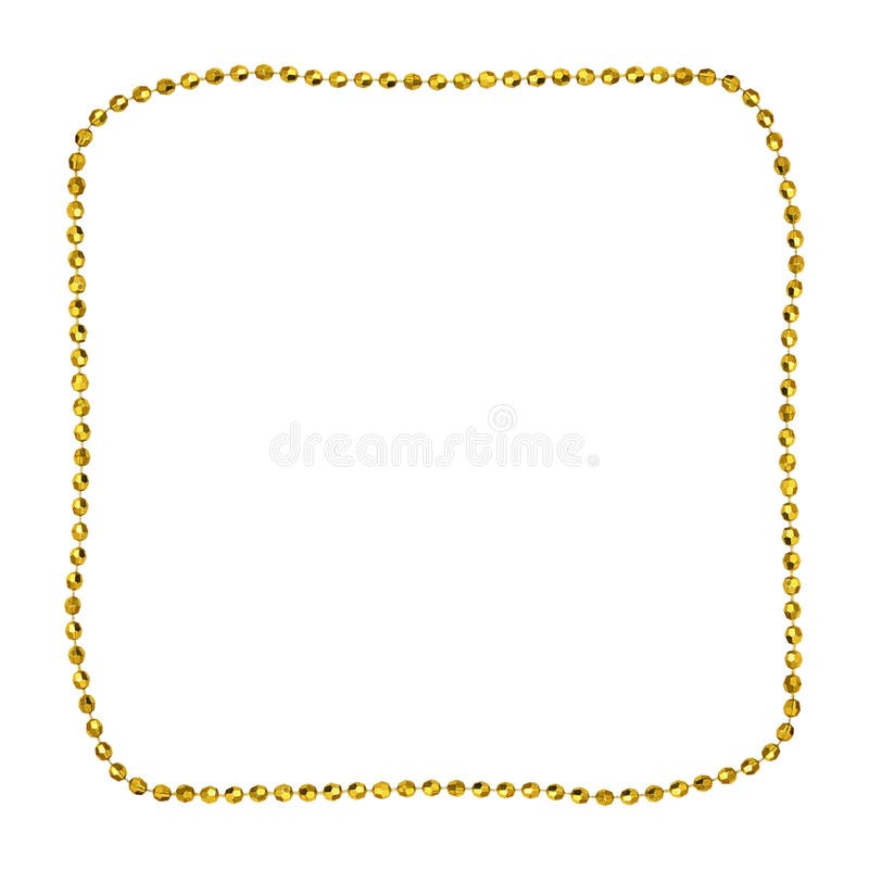 Christmas Yellow Garland with Round Beads in a Square Frame Stock Image