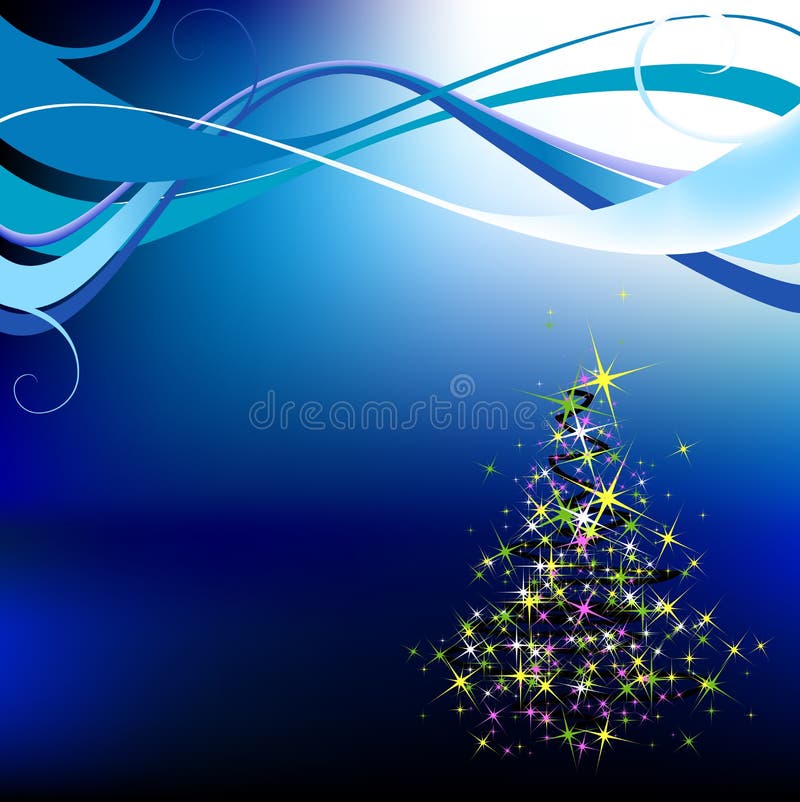 3D Neon Light Christmas Tree! Isolated on Black Stock Illustration ...