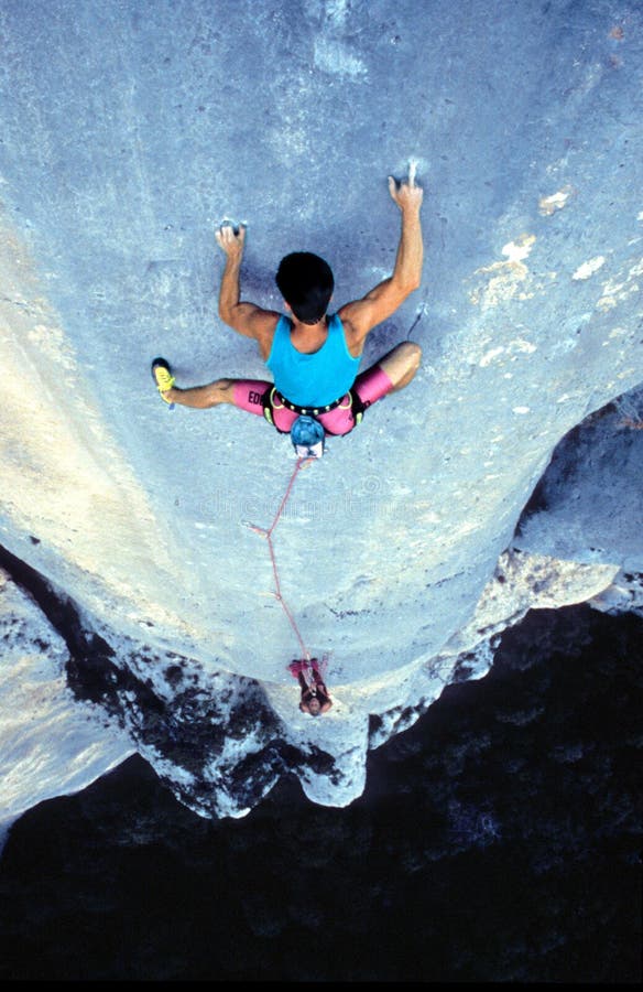 Gorges du Verdon, Département Alpes-de-Haute-Provence, France, August 1989, german climber Christoph Bucher in a route called Echographie, 10th grade in the german difficulty scale. Gorges du Verdon, Département Alpes-de-Haute-Provence, France, August 1989, german climber Christoph Bucher in a route called Echographie, 10th grade in the german difficulty scale