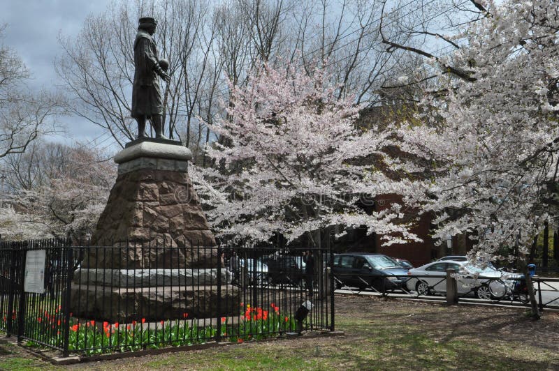 Christopher Columbus Statue In New Haven, Connecticut Stock Photo