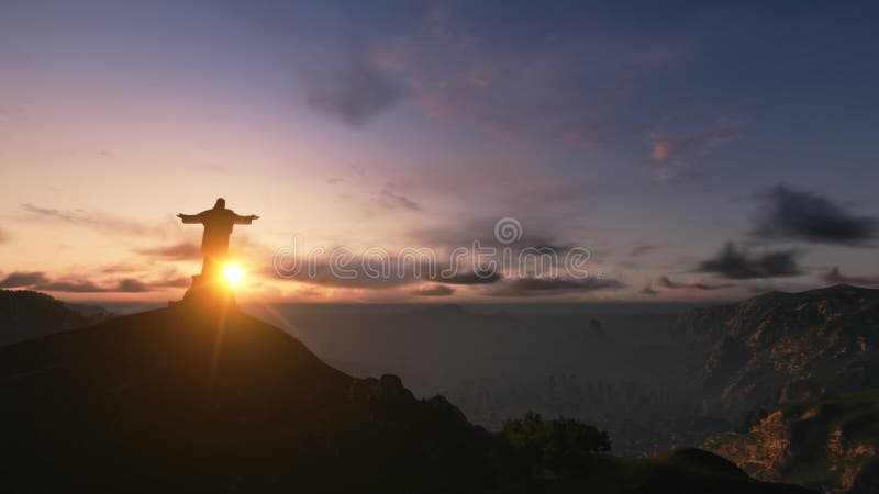 Christus der Redemee Ratte Sonnenuntergang, Rio de Janeiro, Brasilien, 3D übertragen