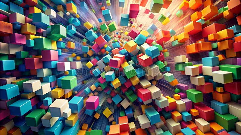 Chromatic Chaos an Abstract Symphony of Exploding Blocks AI Generated ...