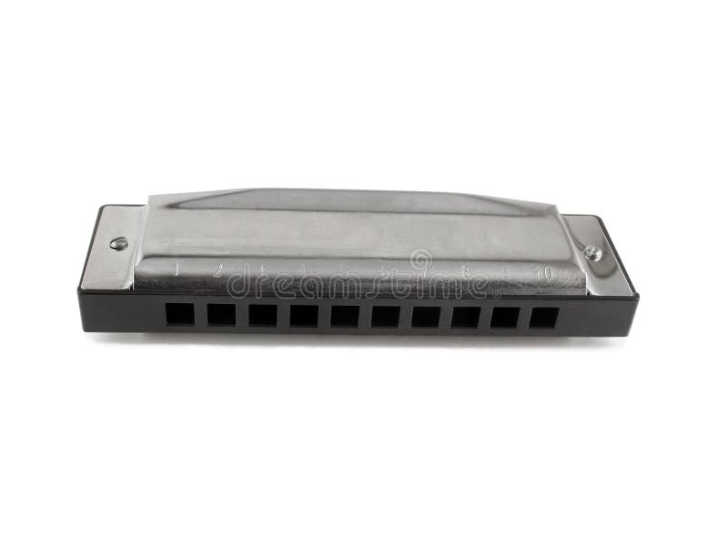 Front view of chromatic harmonica. Isolated