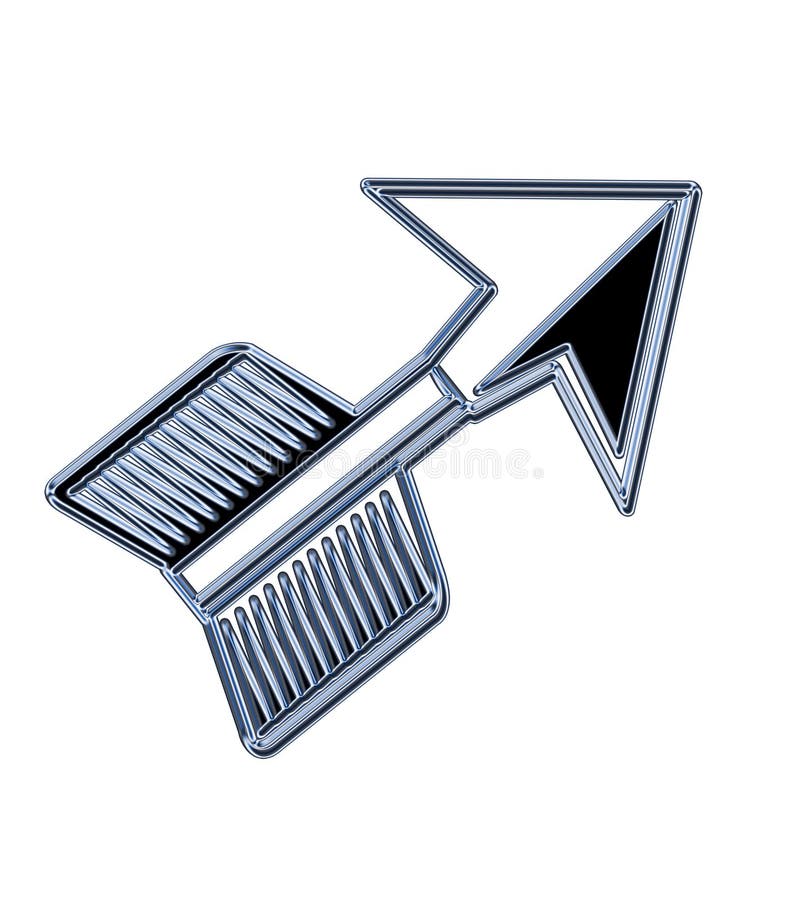 Chrome 3-D Arrow Pointing Up stock illustration