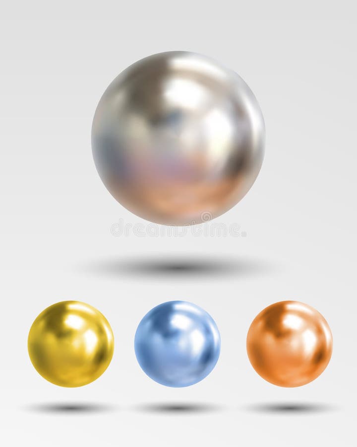 Chrome Ball Realistic Isolated on White Background Stock Vector