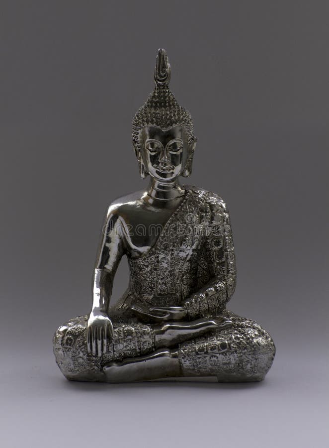 Chrome Buddha Figurine Sitting Stock Photo Image of material
