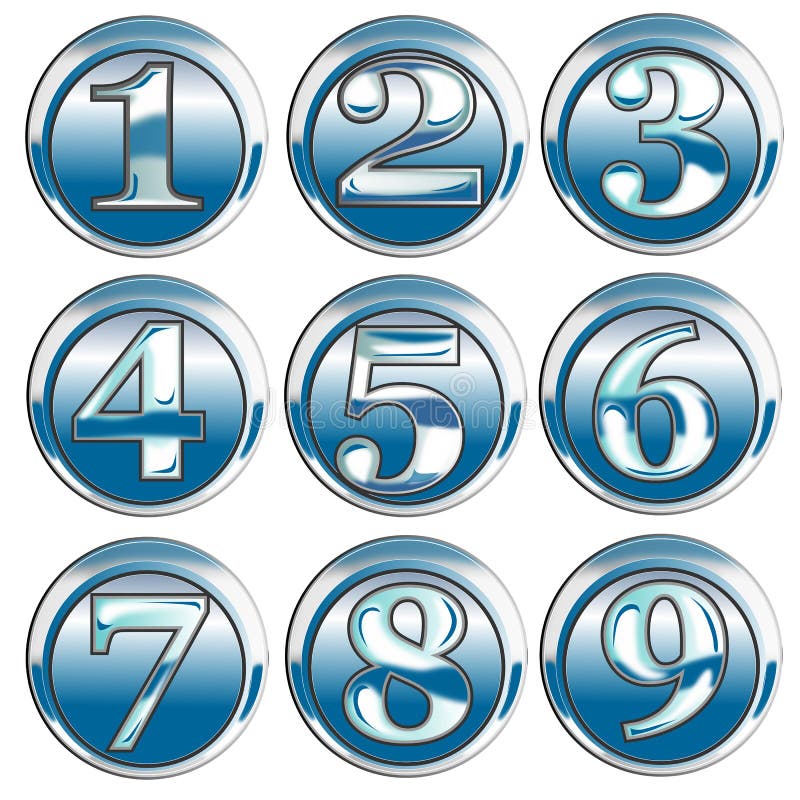 Chrome button number icon stock illustration. Illustration of icon ...