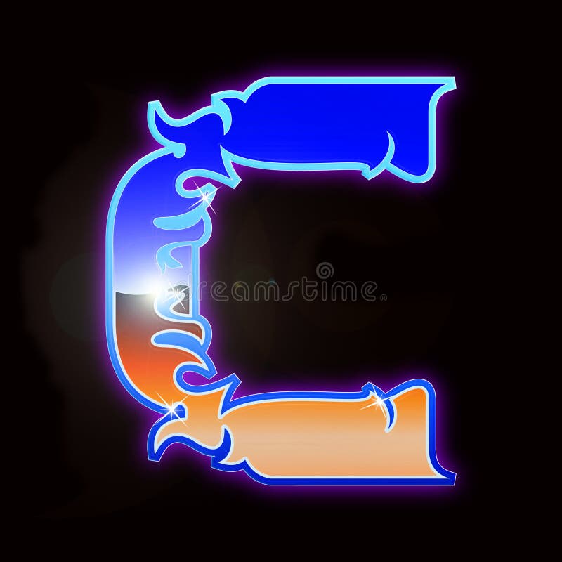 Chrome Decorative Font.Custom Letter on Black Background. Stock Photo