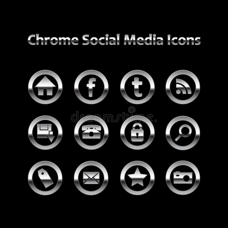 Chrome Glowing Social Media Icons, for use on any website