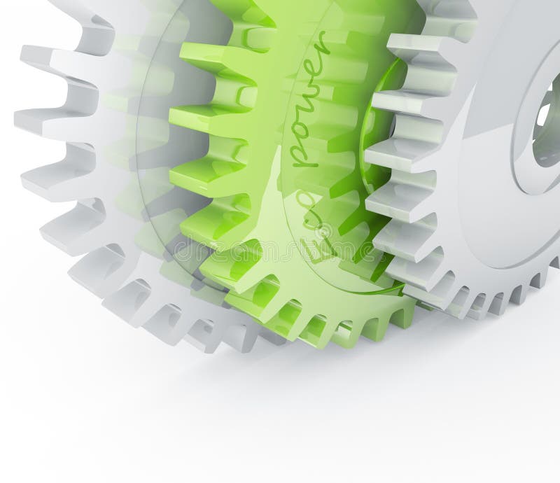 Chrome and green gears stock illustration. Illustration of silver