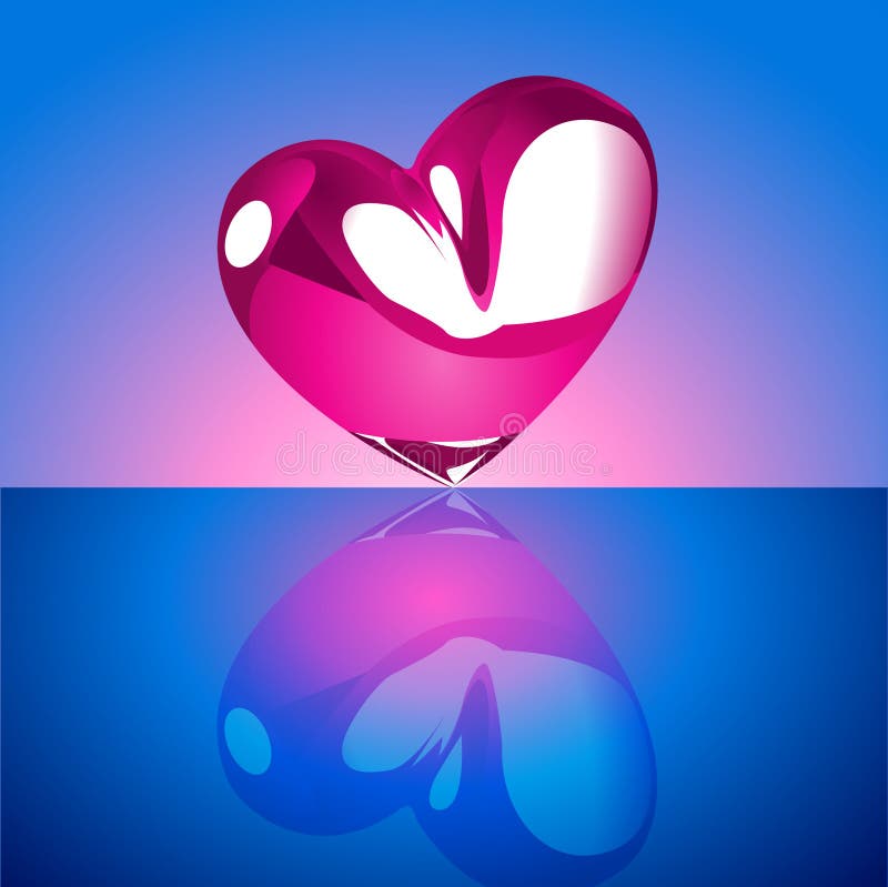 Chrome heart on Blue Background