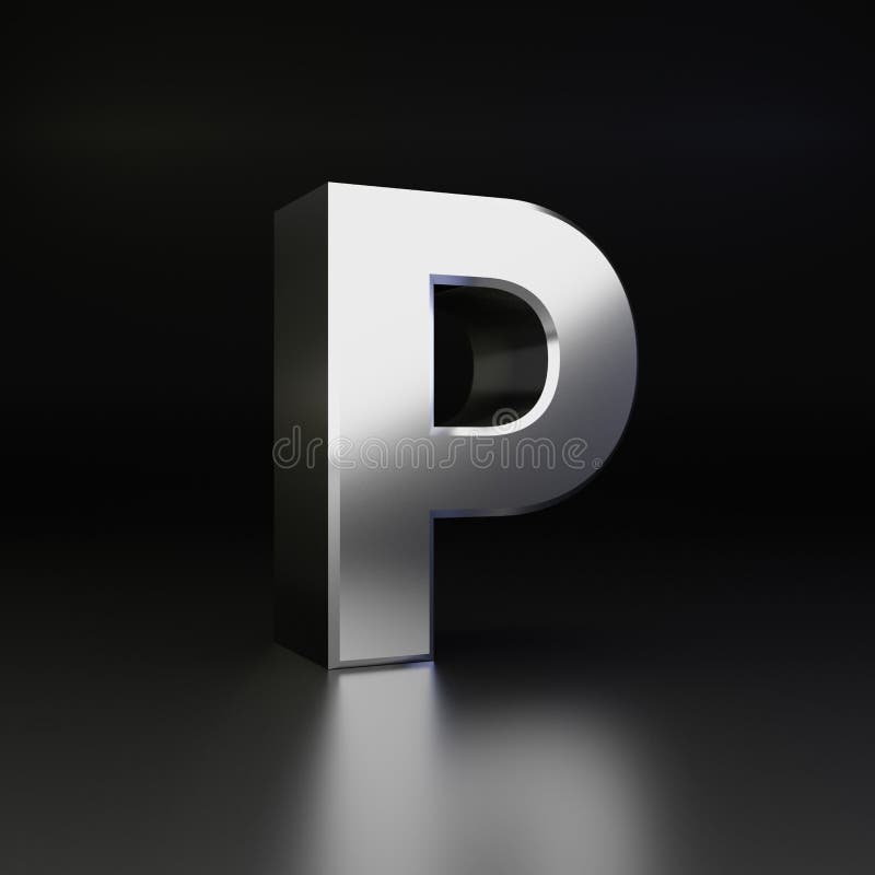 Chrome Letter N Uppercase 3d Render Shiny Metal Font Isolated On Black