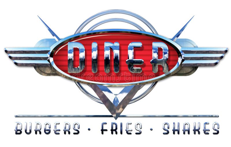 Chrome-Restaurant-Zeichen-Weinlese-Burger-Fischrogen-Erschütterungen