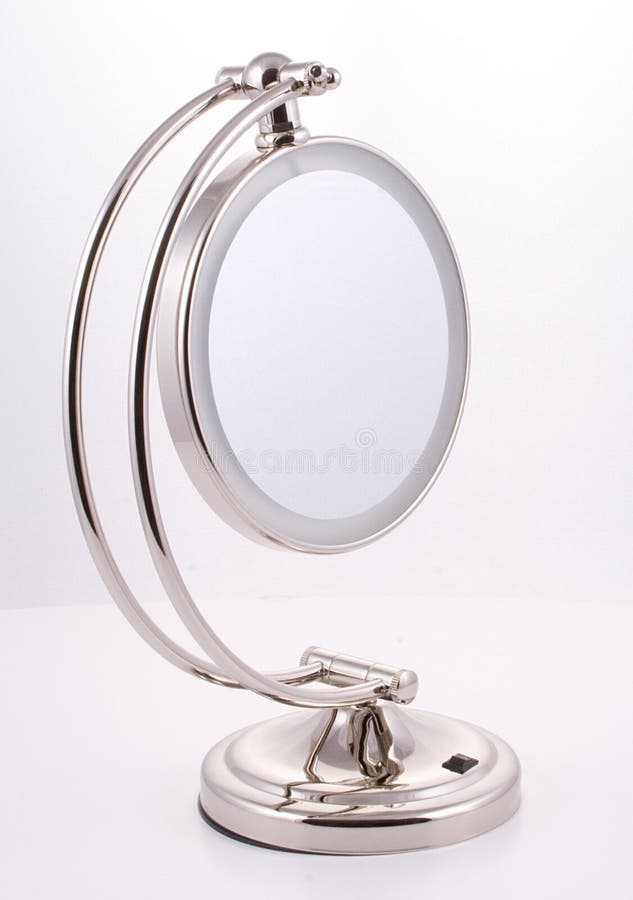 Chrome Round Mirror with Stand Stock Photo - Image of black, silver ...