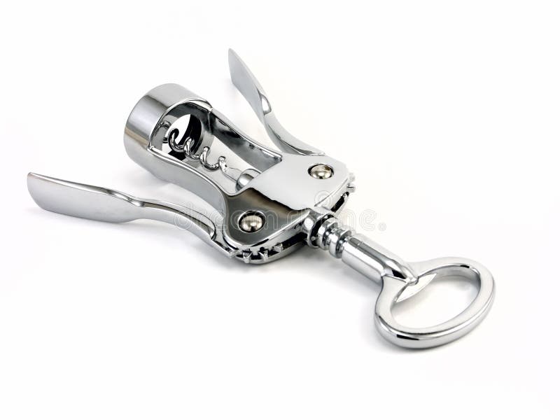 Chrome wine bottle opener stock images