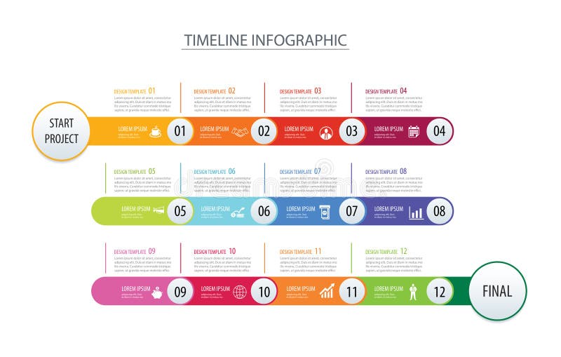 Chronologie d'Infographic flèches de 1 d'an de calibre concept d'affaires Vec