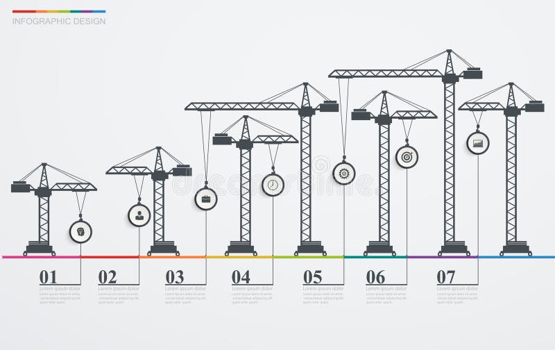 Chronologie infographic de route colorée avec des icônes illustration libre de droits Chronologie infographic de route colorée avec des icônes illustration libre de droits