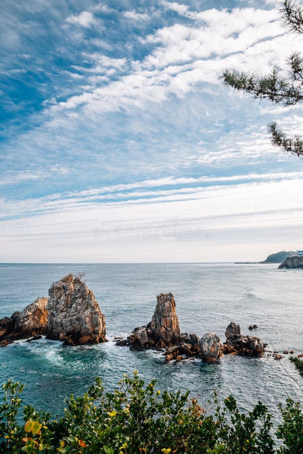 Chuam Beach with Candlestick Rock, Korean Chotdaebawi with Cliffs and