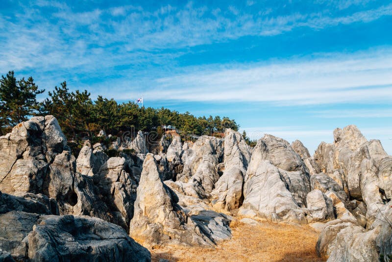 Chuam Beach with Candlestick Rock, Korean Chotdaebawi with Cliffs and