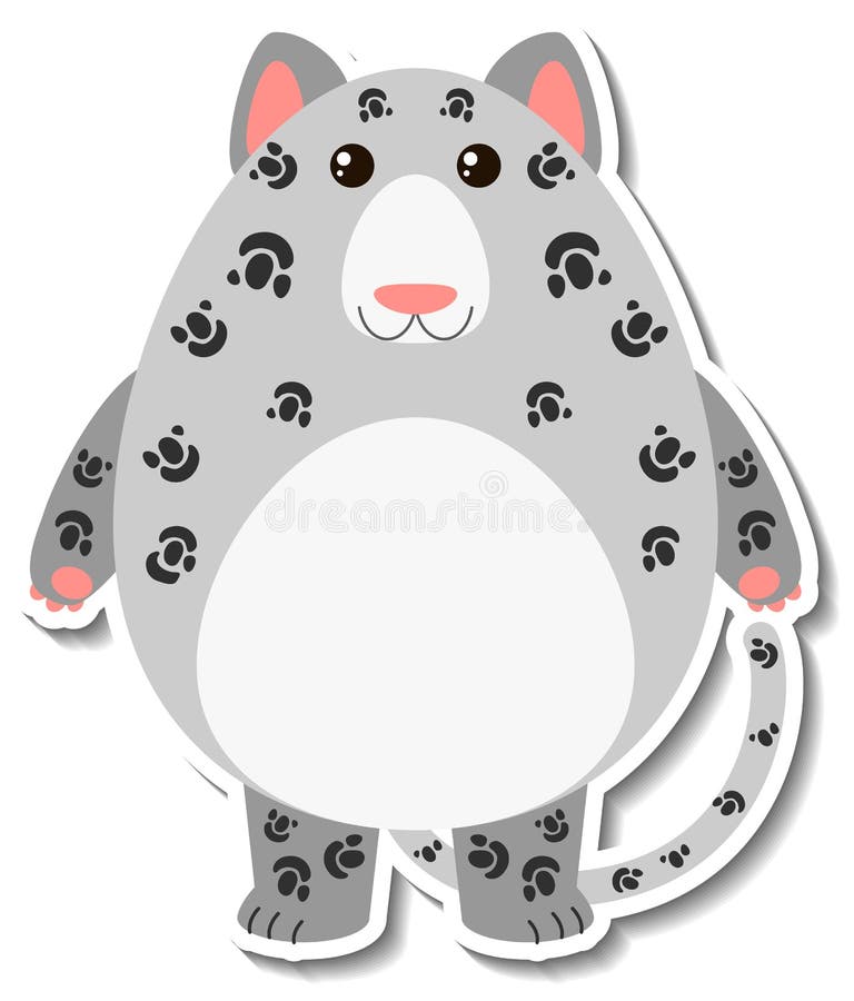 Chubby Cat Animal Cartoon Sticker Stock Vector - Illustration of object