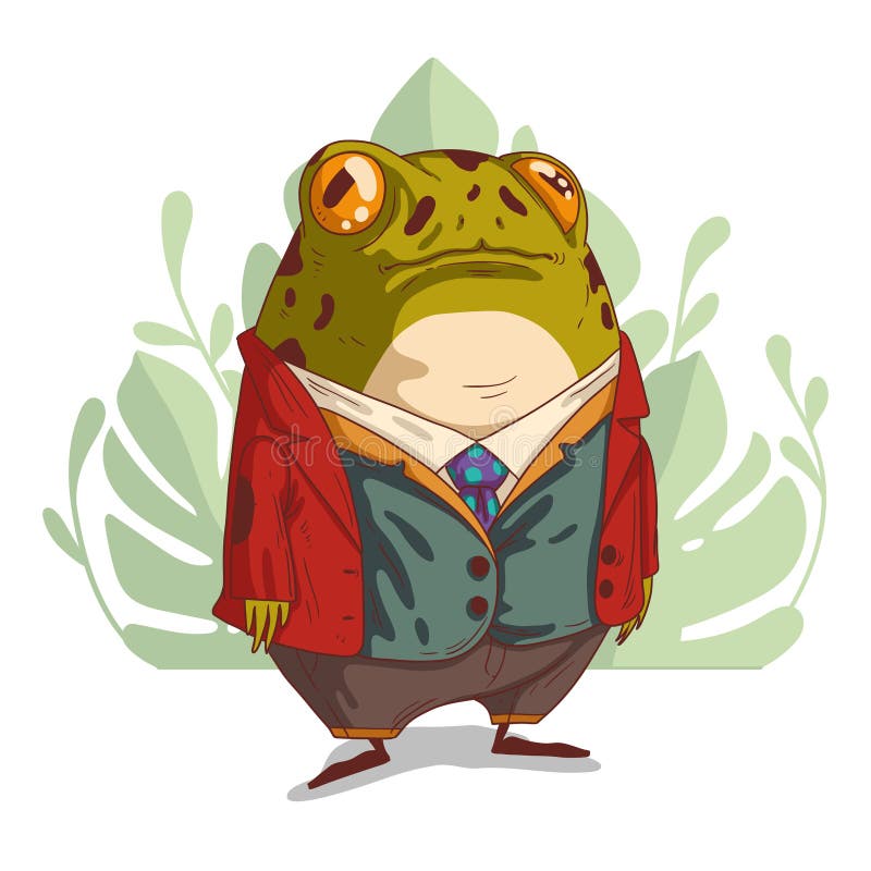 A chubby frog, vector illustration. Elegant anthropomorphic bullfrog vector illustration