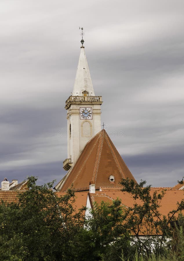 Church in Rust in Burgenland at a cloudy day. Church in Rust in Burgenland at a cloudy day