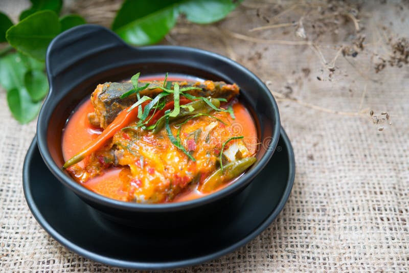 Chuchi Curry Fried Fish, Delicious Thai Food, Curry Style Thai Food Stock Photo Image of
