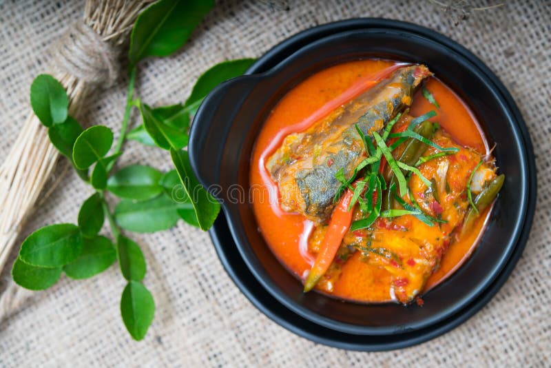 Chuchi Curry Fried Fish, Delicious Thai Food, Curry Style Thai Food Stock Photo Image of