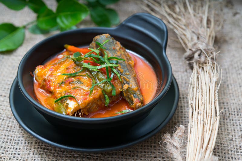 Chuchi Curry Fried Fish, Delicious Thai Food, Curry Style Thai Food Stock Photo Image of