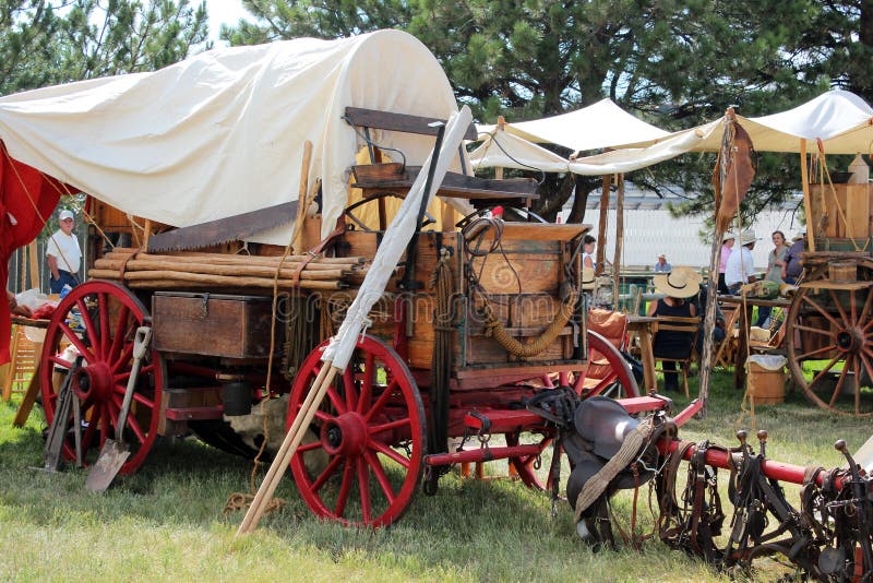 A chuckwagon at Frontier Days in Cheyenne, Wyoming. Frontier Days is one of the largest rodeos in the world, and the chuckwagon cookoff is a popular event.