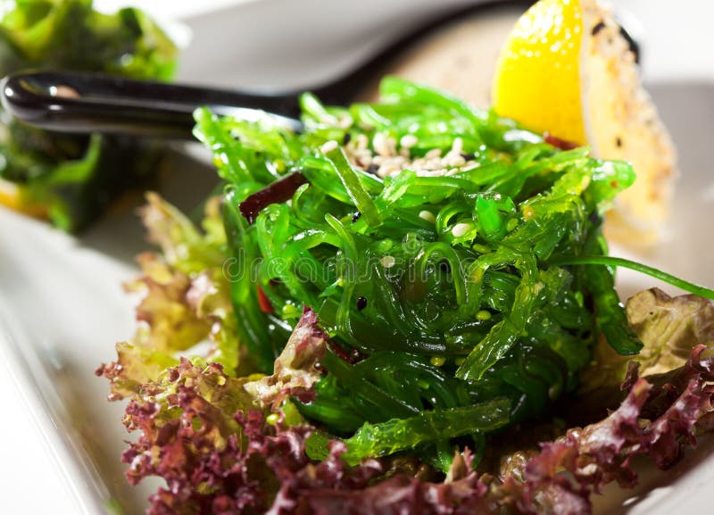 Japanese Chuka Wakame Seaweed Salad with Sesame Sauce Stock Photo