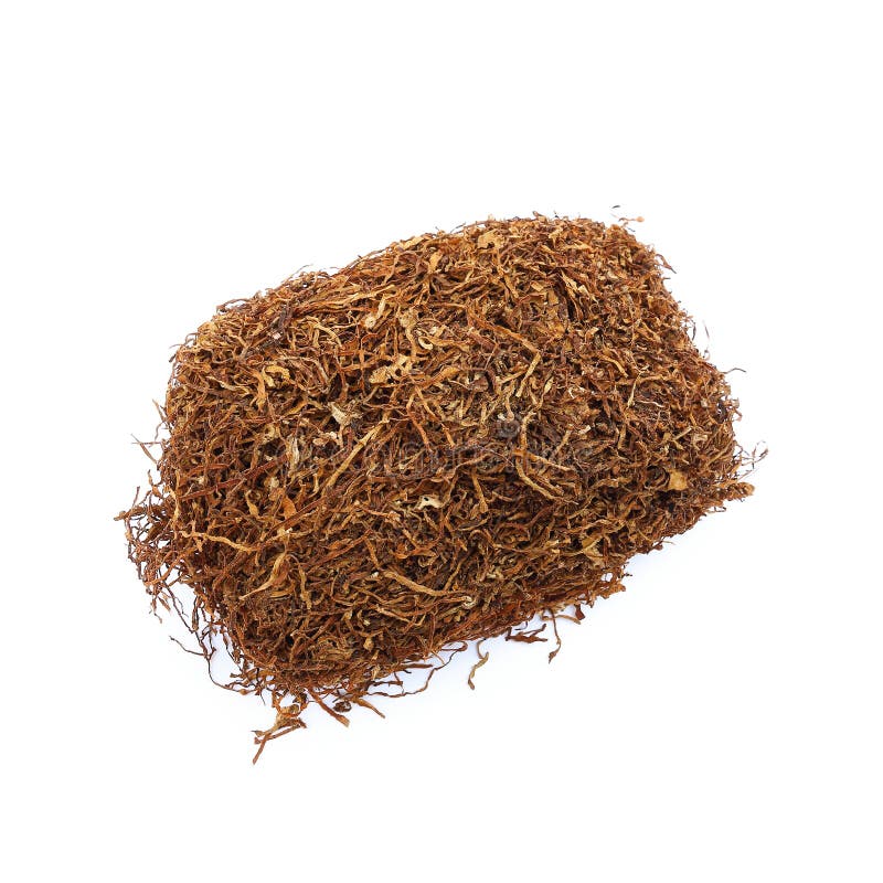 Dry Cut Tobacco And Cigar On Heap Isolated On White Stock Image Image