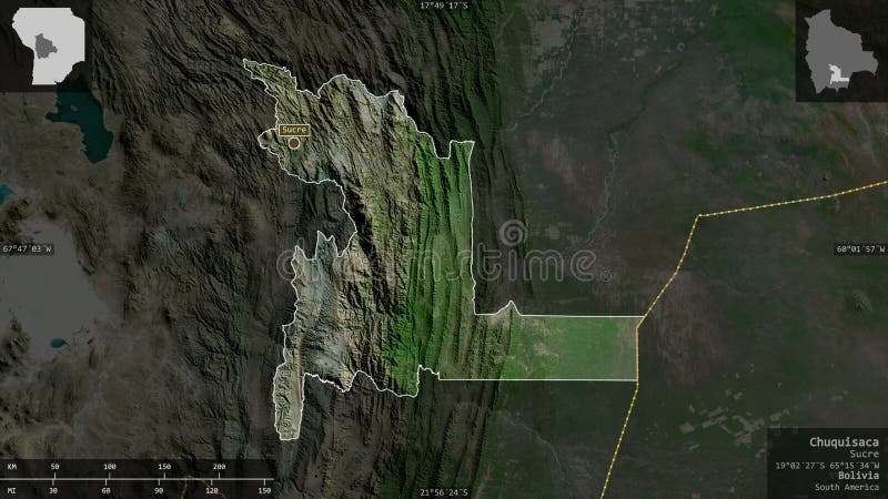 Chuquisaca, Bolivia - composition. Satellite royalty free illustration