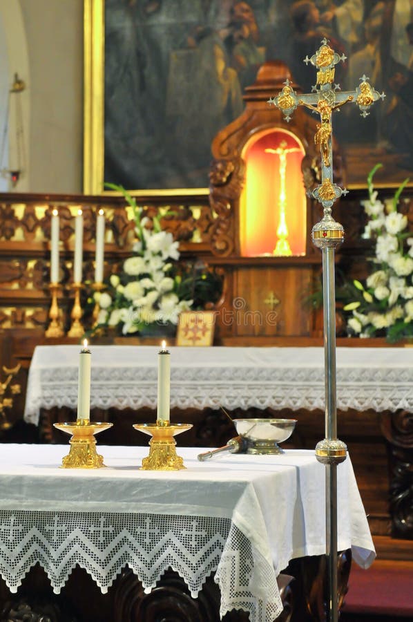 Catholic Church altar with candles