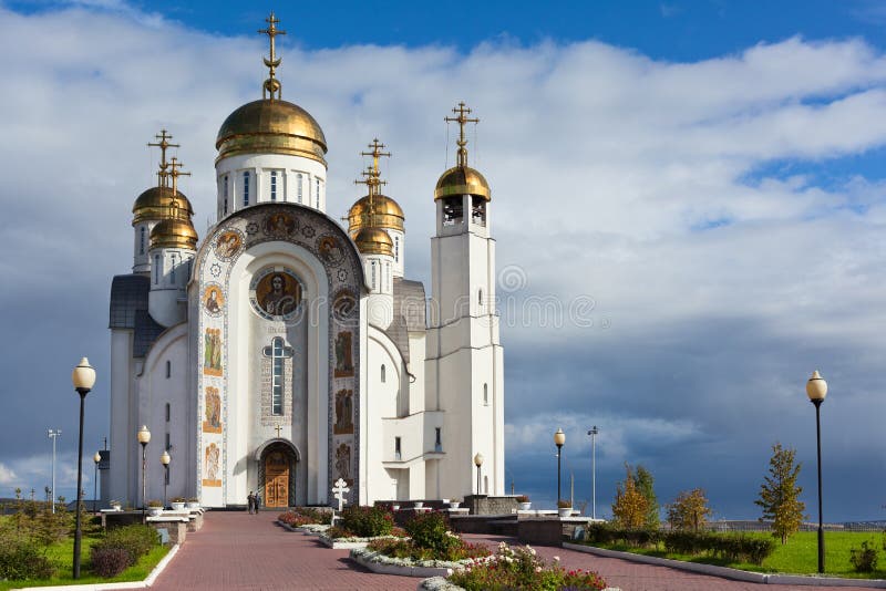 Church of the Ascension of the Christ. Orthodox Church of Magnitogorsk, Chelyabinsk, Chelyabinsk region, Russia royalty free stock images Church of the Ascension of the Christ. Orthodox Church of Magnitogorsk, Chelyabinsk, Chelyabinsk region, Russia royalty free stock images