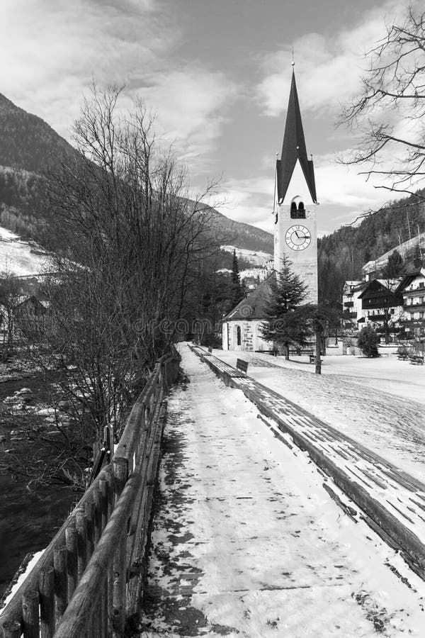 Church with a bell tower on the river Ahr