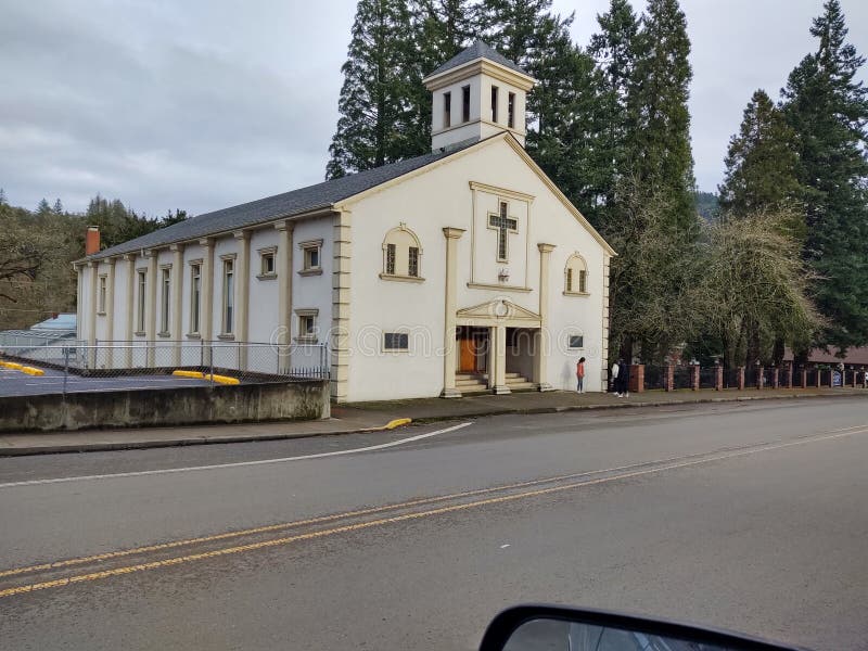 Church in Canyonville Oregon Stock Image Image of trees, people