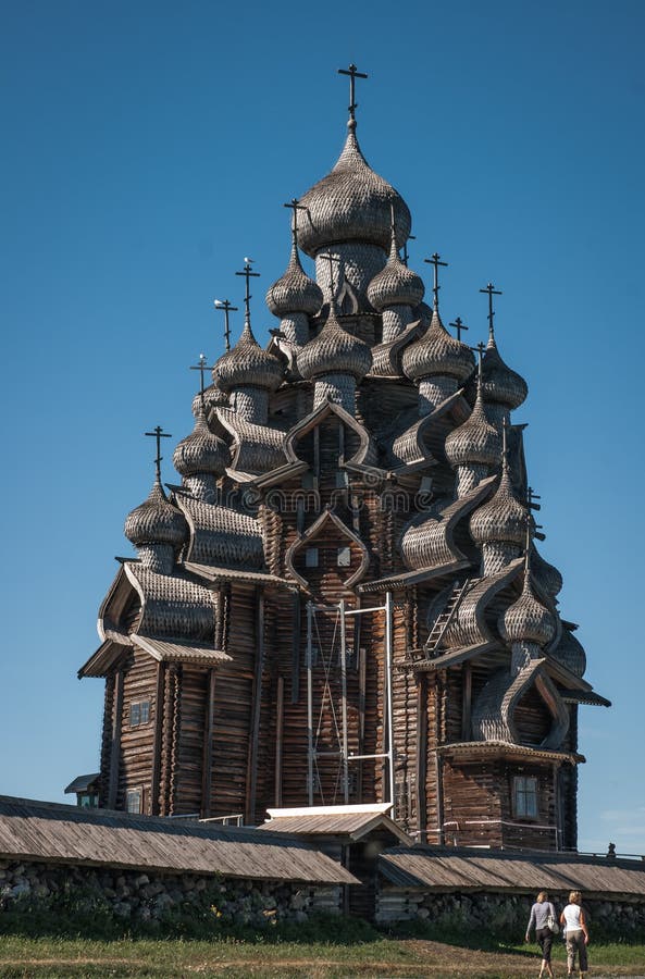 Church with carved wooden cupolas Kizhi, Karelia