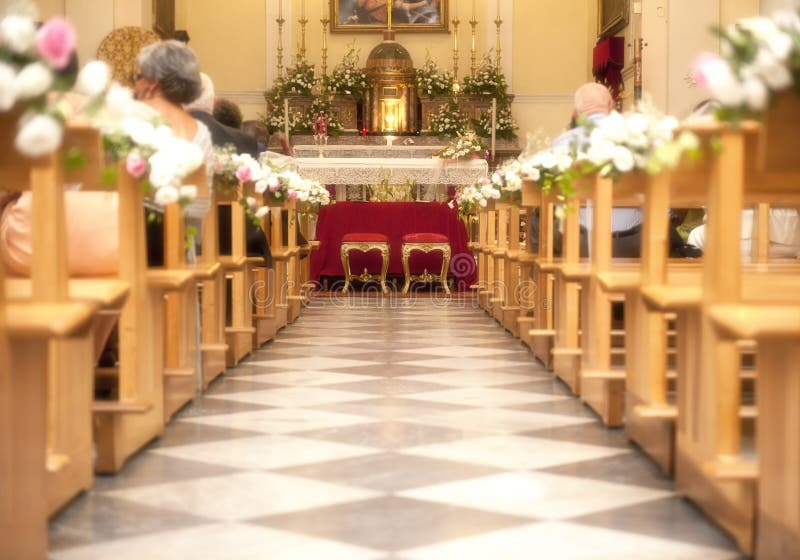 Church with flower for a marriage. Church with flower for a marriage