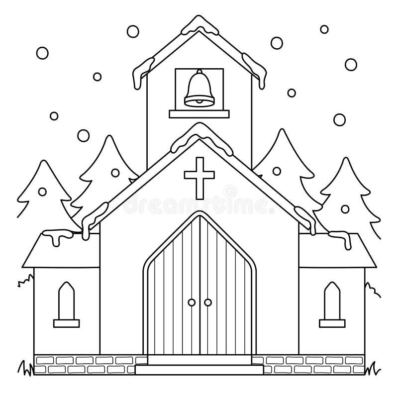 Simple Church Drawing - Outline, Silhouette & Color Stock Vector | Adobe  Stock