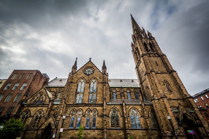 Church of the Covenant, in Back Bay, Boston, Massachusetts. Stock Image