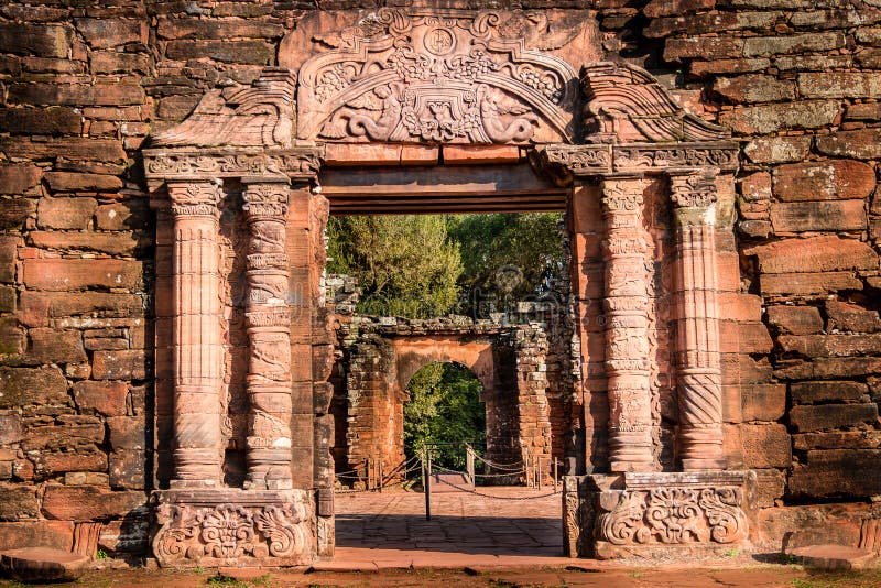 San Ignacio Mini, Argentina - Church Entrance Ruins inside the Jesuit Mission at San Ignacio Mini UNESCO World Heritage