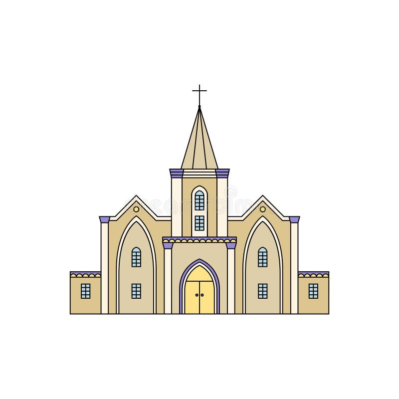 Download Church Facade In Color 2 stock vector. Illustration of ...