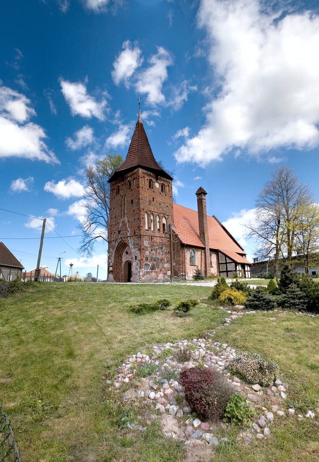 Church and garden stock image. Image of spire, small, clouds 2331165