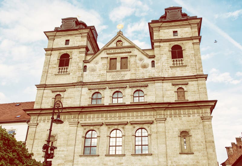 Church of the Holy Trinity in Kosice, Slovakia, yellow filter