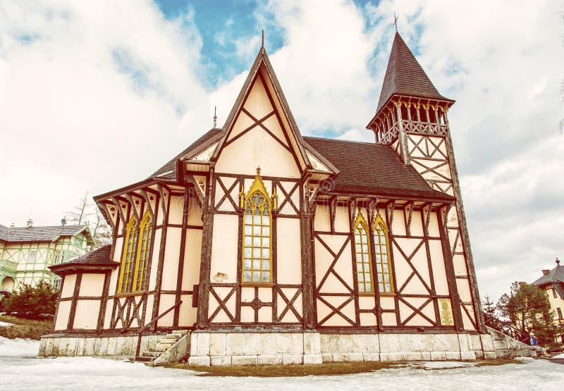 Church of the Immaculate Conception of Virgin Mary, Stary Smokovec, yellow filter