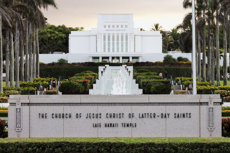 The Church of Jesus Christ of Latter-Day Saints Laie Hawaii Temple stock ph...